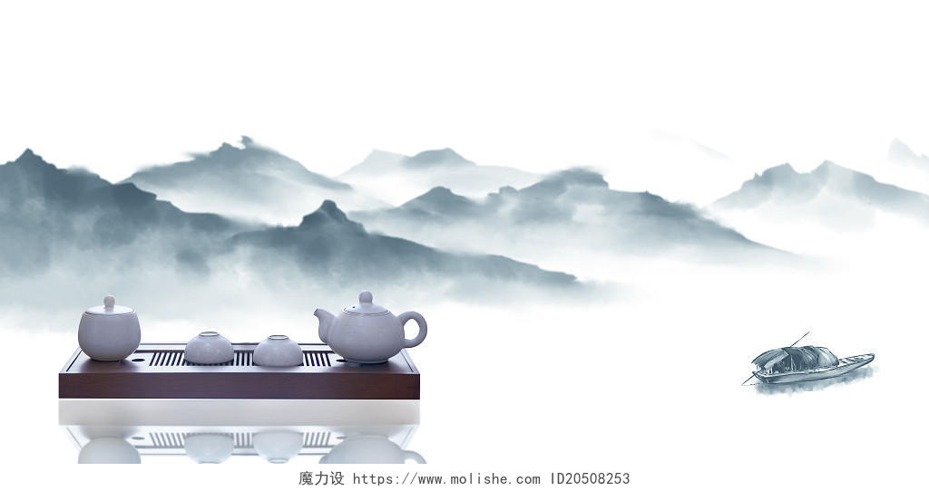 水墨中国风山水风景茶艺茶道展板背景茶文化茶叶茶艺茶茶道